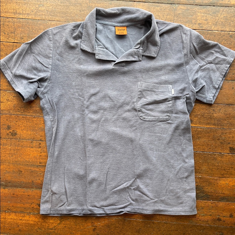 Rhythm Vintage Blue Terry Cloth Polo. Men’s Medium.